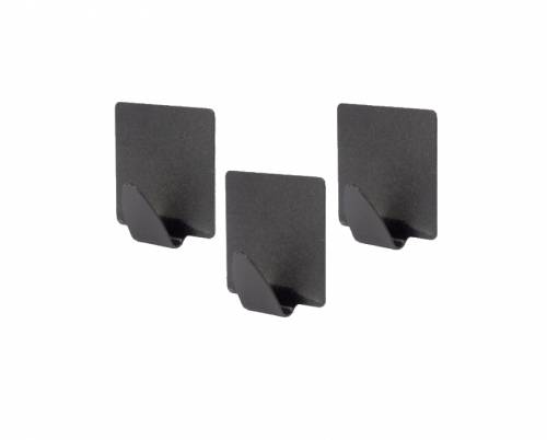 Set 3 agatatori cuier - autoadezive - dreptunghiulare - metal - negru Sepio
