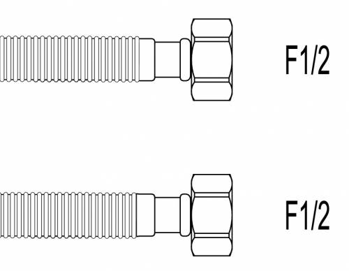 Racord flexibil apa INOX gofrat F1/2"xF1/2" - 90 cm - Techman GWS8