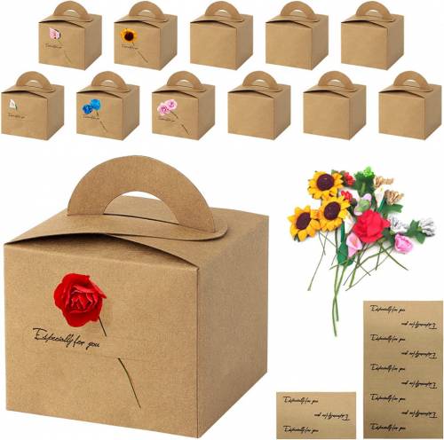 Set de 12 cutii pentru prajituri BLLREMIPSUR - hartie - natur - 8 x 9 - 5 x 9 - 5 cm