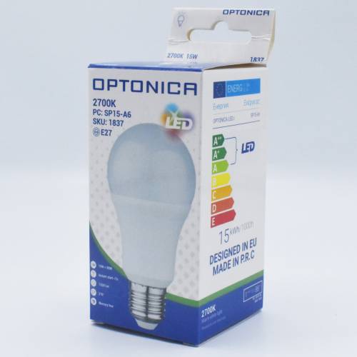 Bec LED opal 15W (90W) - E27 - 1320 lm - lumina calda (2700 K) - Optonica