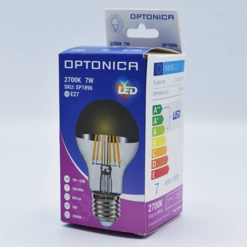 Bec led Vintage filament 7W (53W) - E27 - A60 - 800lm - lumina calda (2700K) - auriu - Optonica
