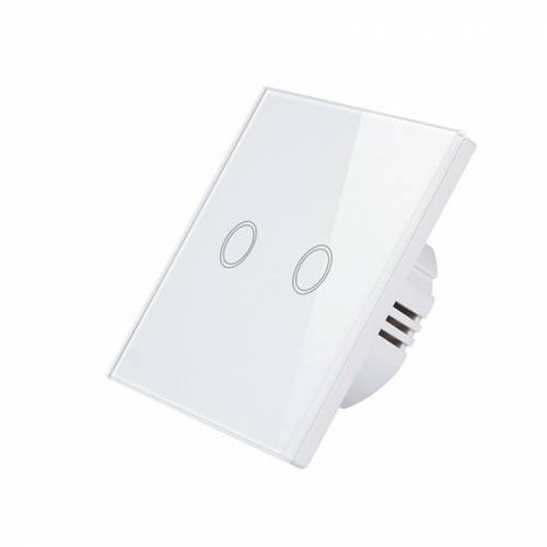 Intrerupator Touch Techstar(r) - Sticla Securizata - Design Modern - Iluminare LED - 2 Faze - Alb