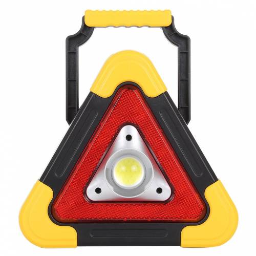 Triunghi SOS Cu Lanterna LED COB - FOXMAG24 - LED Rosu - Incarcare Solara - USB - Acumulator Integrat - Galben