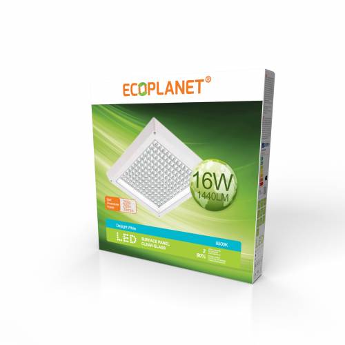 Plafoniera LED - 16W - Ecoplanet - 1440LM - F - lumina rece 6500K - patrata 268x268x32mm - sticla transparenta