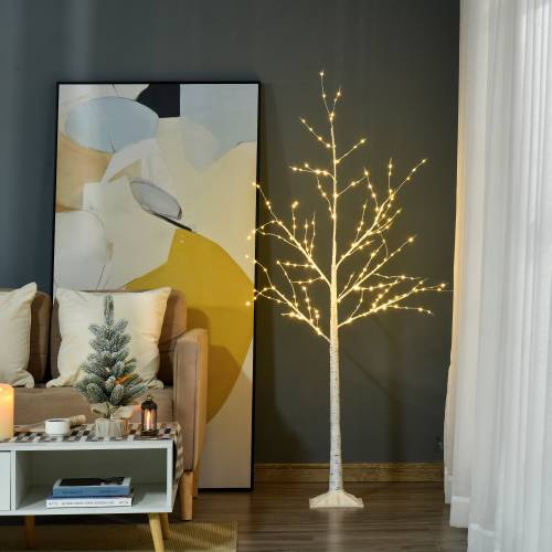 HomCom Arbore de Craciun cu lumini LED - baza patrata si cablu de alimentare pentru interior si exterior - din otel si PP - 20x20x150 - alb | ro