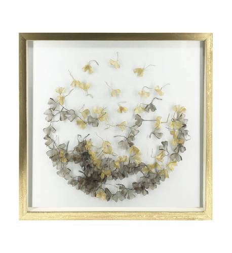 Decoratiune de perete - Diana Spheres Flowers Auriu / Alb - 80 x 80 cm