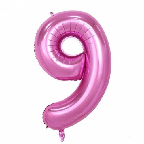 Balon aniversar Haioo - cifra 9 - roz - 66 cm