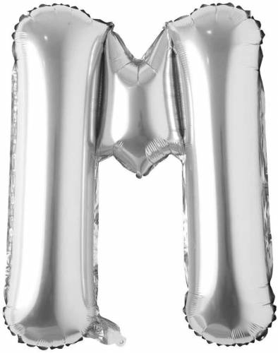 Balon aniversar Maxee - litera M - argintiu - 40 cm