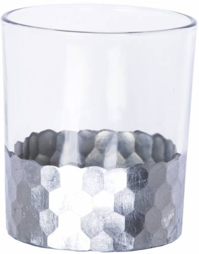 Pahar cu lumanare pastila - Jazz Argintiu - O8 - 8xH10 cm