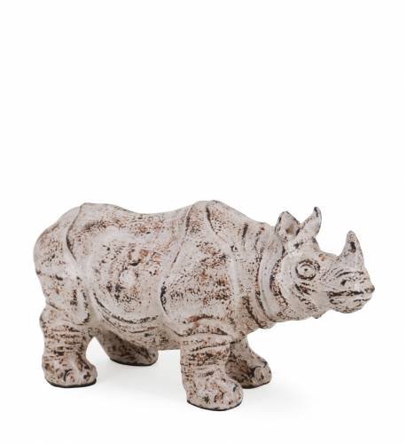 Decoratiune din ceramica - Ocher Rhinoceros Ivoir - L45xl25xH20 cm