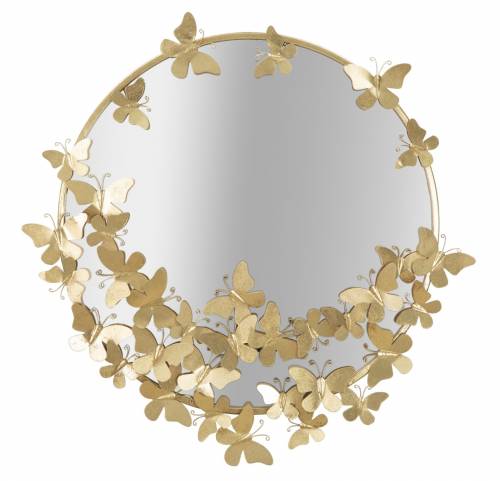 Oglinda decorativa din metal Butterfly Auriu - O60 cm