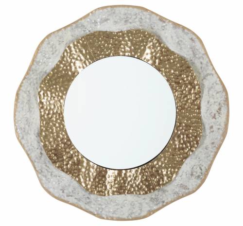 Oglinda decorativa din metal - Shai Light Auriu / Crem - O54 - 5 cm