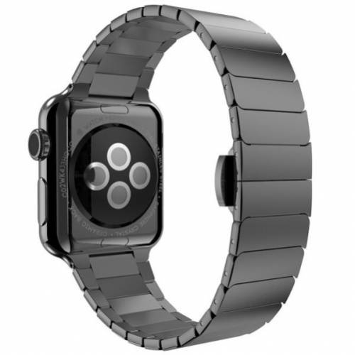 Curea iUni compatibila cu Apple Watch 1/2/3/4/5/6/7 - 40mm - Link Bracelet - Otel Inoxidabil - Black