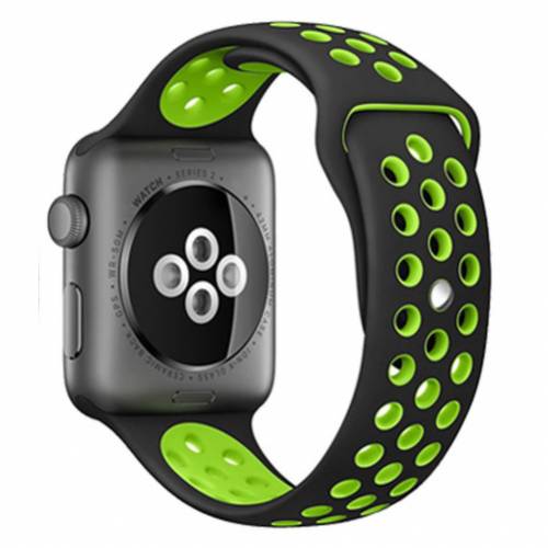 Curea iUni compatibila cu Apple Watch 1/2/3/4/5/6/7 - 40mm - Silicon Sport - Black/Green