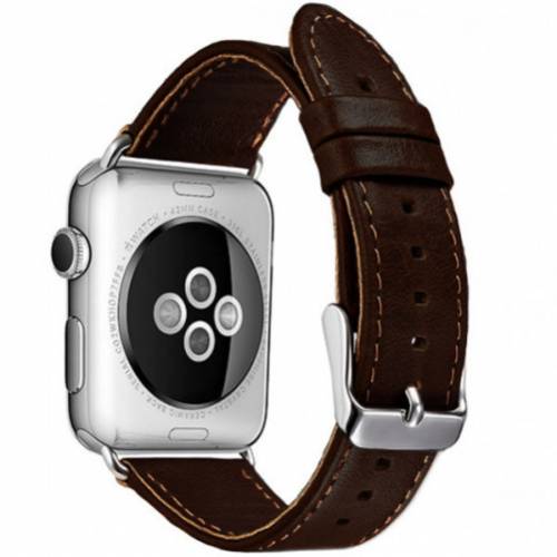 Curea iUni compatibila cu Apple Watch 1/2/3/4/5/6/7 - 40mm - Vintage - Piele - Dark Coffee