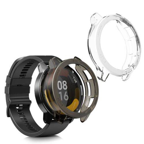 Set 2 huse pentru Xiaomi Watch S1 Active - Kwmobile - Negru/Transparent - Silicon - 5807001