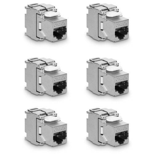 Set 6 Mufe CAT6A de 10 Gbit pentru cabluri Ethernet RJ45 - Kwmobile - Argintiu - Metal - 4535806