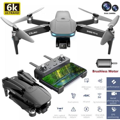 Drona CSJ S189 PRO 4K 5G GPS brate pliabile wifi 5G buton de Return To Home camera 4K HD cu transmisie live pe telefon capacitate baterie 74V 3500...