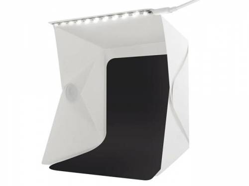 Cub foto pliabil - 20 LED-uri SMD - microUSB 5V - fundal alb negru - PVC
