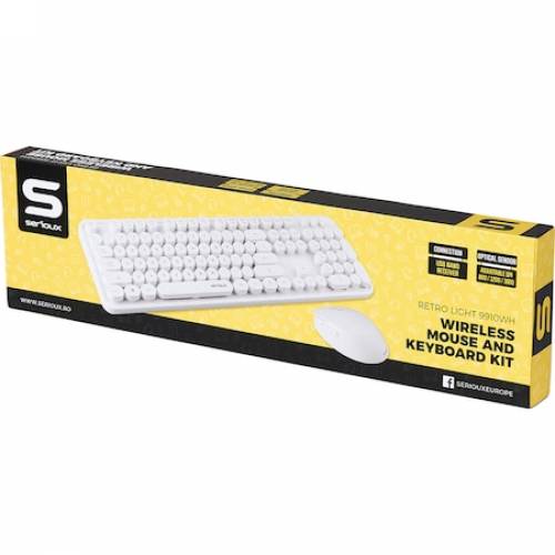 Kit wireless tastatura + mouse Serioux Retro - alb