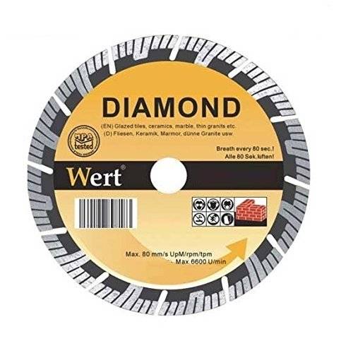 Disc diamantat segmentat turbo pentru fierastrau circular - taiere beton - zidarie - piatra Wert W2713-125 - O125x222 mm