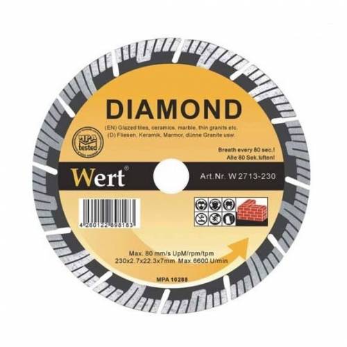 Disc diamantat segmentat turbo Wert W2713-230 - O230x222 mm
