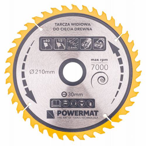 Disc circular TDD-210x30mm 40 dinti - Powermat PM0889