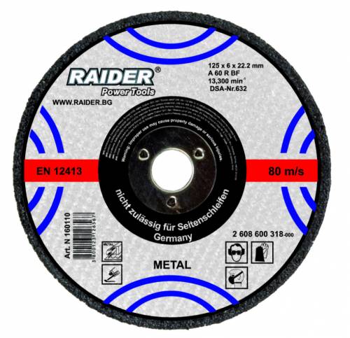 Disc pentru taiat metal 115x12x222mm Raider 160115
