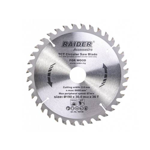 Disc pentru fierastrau circular 190x36Tx30mm - Raider 163146