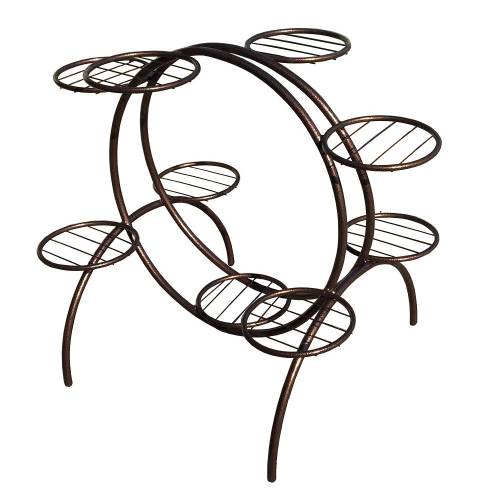 RAKI Suport rotund pentru 9 ghivece flori 82x53xh67cm - metalic - maro