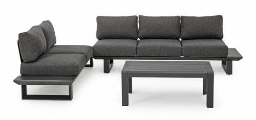 Set mobilier pentru gradina / terasa - Konnor Antracit - canapea 2 locuri + canapea 3 locuri + masa de cafea