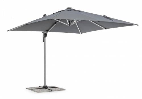 Umbrela de soare suspendata - cu LED solar inclus - Ines Gri Inchis - L300xl300xH265 cm