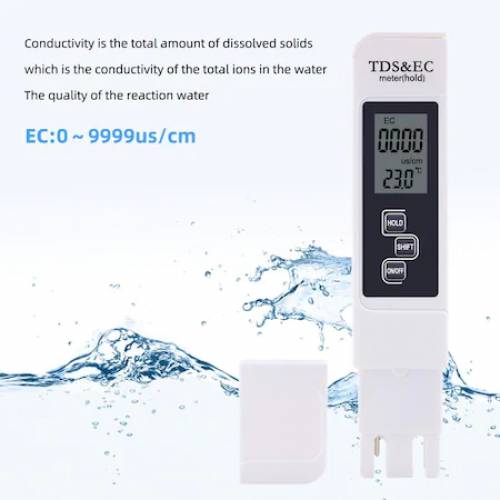 Tester digital pentru TDS/EC/ Temperatura 3 in 1 pentru apa - piscina si acvariu