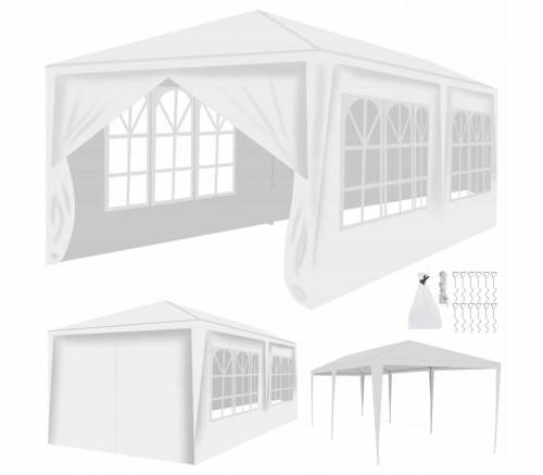 Cort pavilion pentru curte - gradina sau evenimente cu 6 pereti laterali - 4 ferestre - dimensiuni 3x6m - culoare Alb