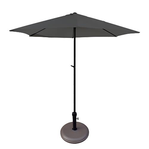 Umbrela soare gri cu mecanism rabatare 250 cm - si suport rotund 12 kg - culoare maro