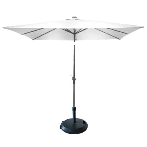 Umbrela soare patrata 300x300 cm alba cu suport rotund 35 kg
