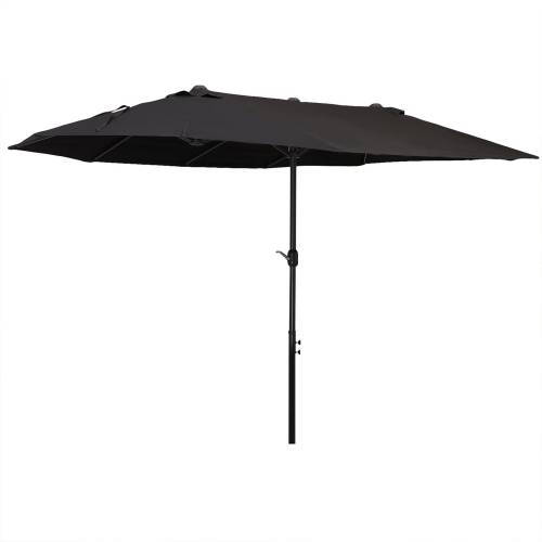 Outsunny Umbrela de Soare Dubla de Gradina 460x270x240cm cu Deschidere prevazuta cu Manivela - Otel si Poliester - Negru