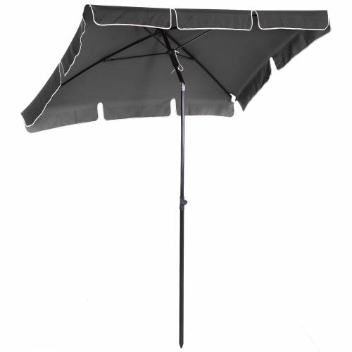 Outsunny Umbrela de Soare cu Picior Inclinabil din Poliester 200x125x236cm Gri Inchis | Ro