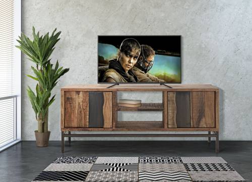 Comoda TV din lemn de salcam si metal - cu 2 usi - Yellowstone Medium Natural - l145xA40xH60 cm