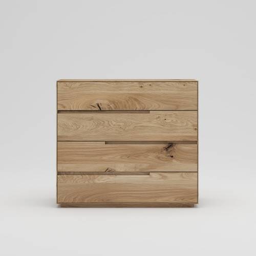 Comoda din lemn de stejar - cu 4 sertare - Huminis Natural - l100xA42xH91 cm
