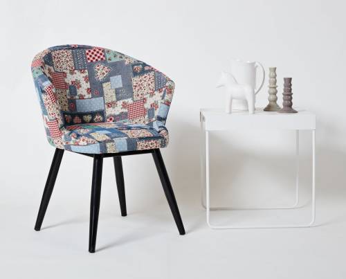 Fotoliu fix tapitat cu stofa - Papito Multicolor / Negru - l60xA63xH84 cm