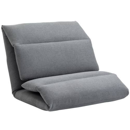 HOMCOM Fotoliu de podea Relax cu spatar rabatabil - scaun de pat de o persoana din material si otel - 71x72x60cm - gri inchis | RO