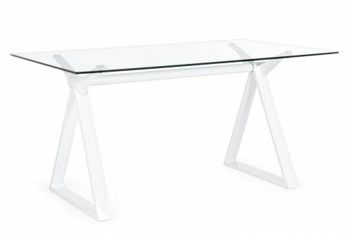 Masa de birou din sticla si metal Job Transparent / Alb - L150xl90xH75 cm