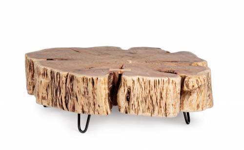 Masa de cafea din lemn de salcam si metal Eneas Tree Natural / Negru - L90xl90xH30 cm