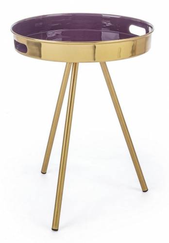 Masa de cafea din metal Inesh Round Violet / Auriu - O42xH50 cm