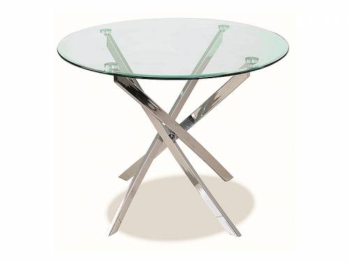 Masa rotunda din sticla si metal - Agalia Transparent / Crom - O90xH75 cm