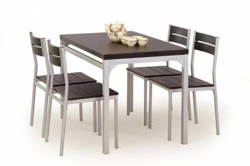 Set masa din MDF si metal + 4 scaune Melchor Wenge - L110xl70xH75 cm