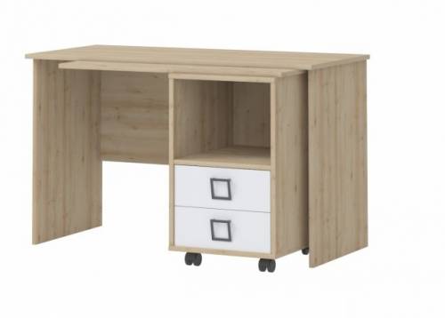 Masa de birou din pal - cu 2 sertare - pentru copii - Kiki RS Fag - L125xl60xH76 cm