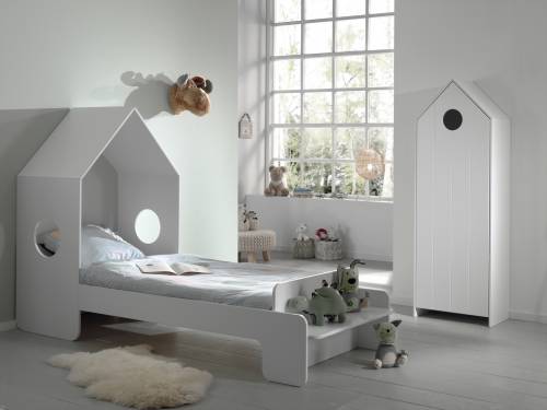 Set Mobila dormitor din MDF - pentru copii 2 piese Casami Alb - 200 x 90 cm