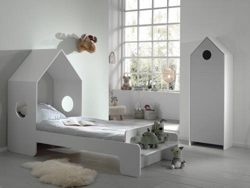 Set Mobila dormitor din MDF - pentru copii 2 piese Casami Gri / Alb - 200 x 90 cm